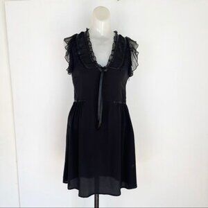 MADISON MARCUS 100% Silk Dress Ruffle Cap Sleeve XSmall